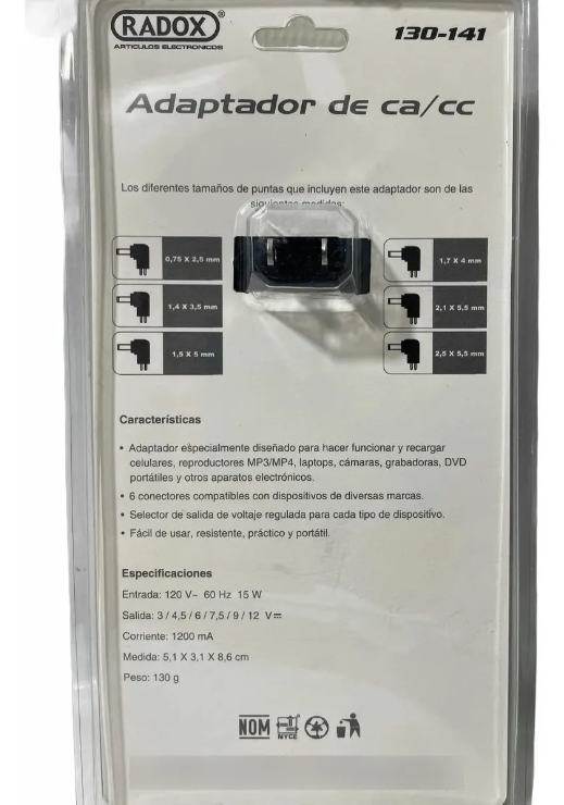 Adaptador De Voltaje Universal 3a 12v 1200ma 130-141 Radox