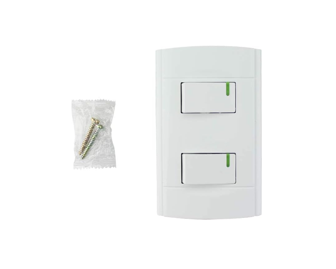 Pack 2 Placas Con Doble Apagador C/reflejante Sanelec 4442