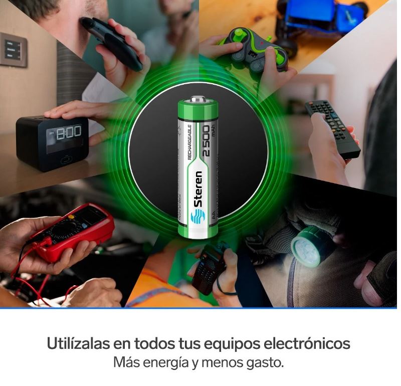 Paquete de 4 pilas recargables de alta capacidad "AA" NiMH 2500 mAh BAT-NM-AA/2500
