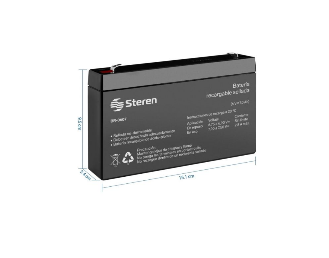 Batería Sellada De Ácido-plomo, 6 Vcc 7 Ah BR-0607 Steren
