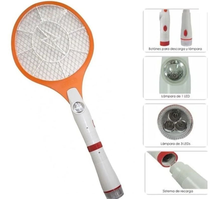 raqueta electrica para mosquitos con linterna