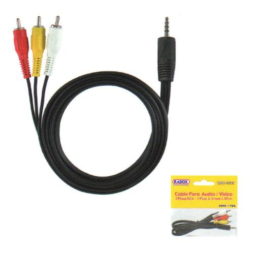 Cable Audio/video 3 Plug Rca 1 Plug 3.5 De 1.8 Metros 080-333 Radox