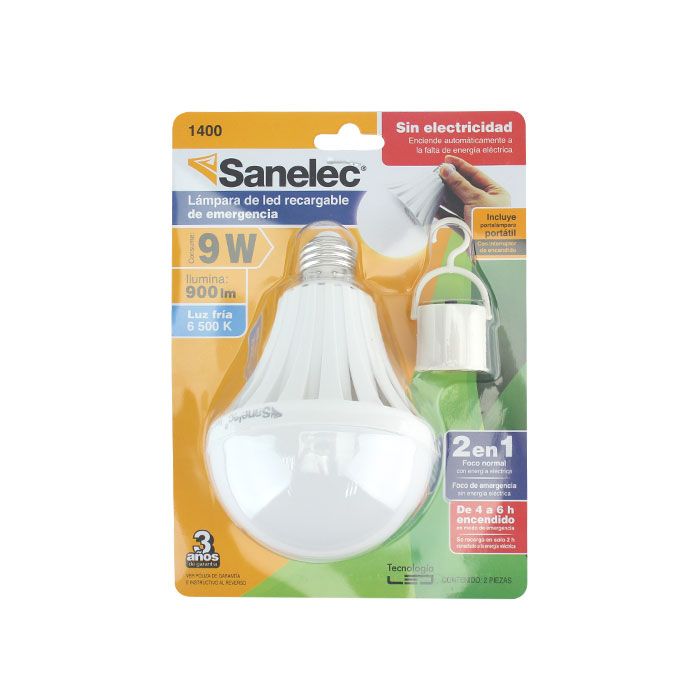Foco de emergencia 9w recargable 1400 sanelec