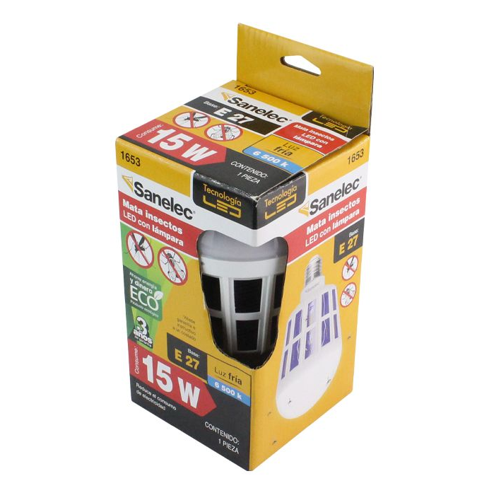 Foco Led De Luz Fria Con Mata Insectos 2 En 1 Sanelec 1653
