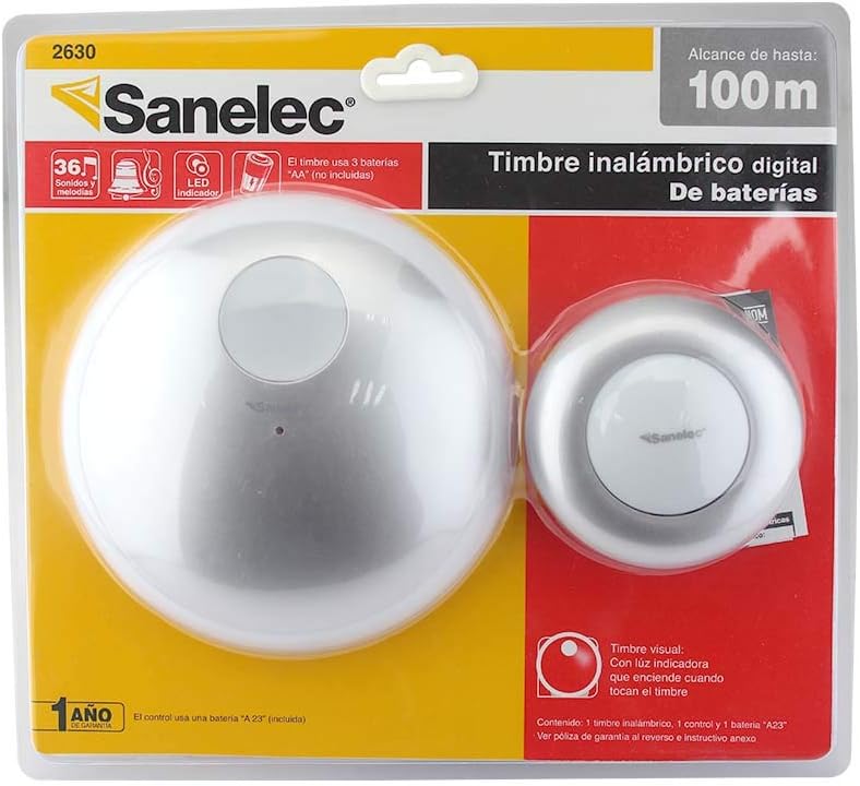 TIMBRE INALAMBRICO DE ESFERA GRIS 2630 SANELEC