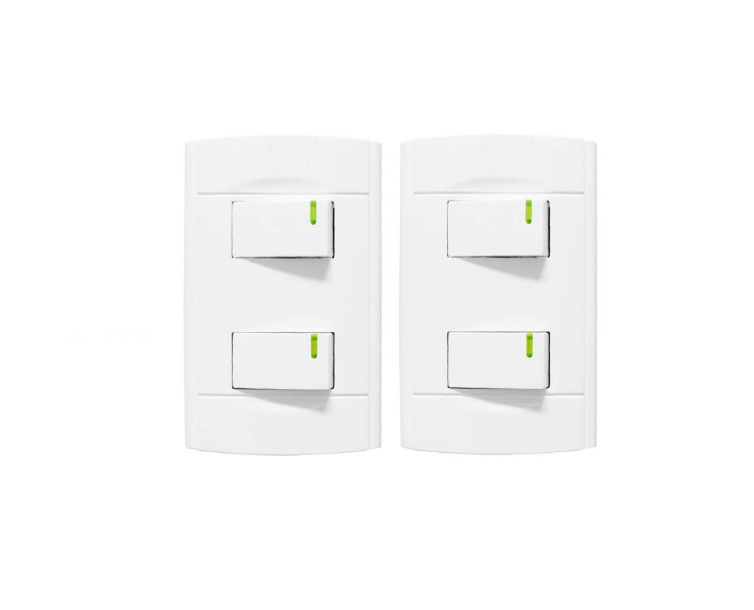 Pack 2 Placas Con Doble Apagador C/reflejante Sanelec 4442