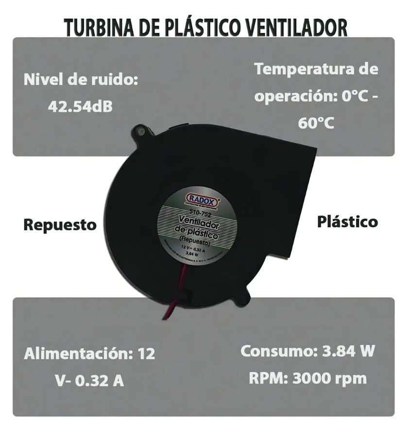Ventilador Turbina 4 PuLG 12vdc 510-752 Radox