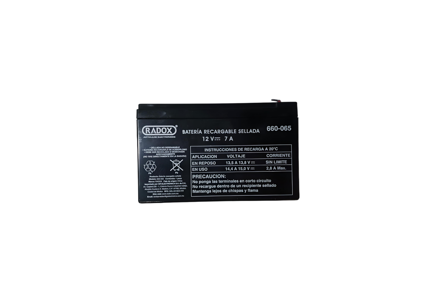 Batería Recargable Sellada 12V 7A Radox 660-065