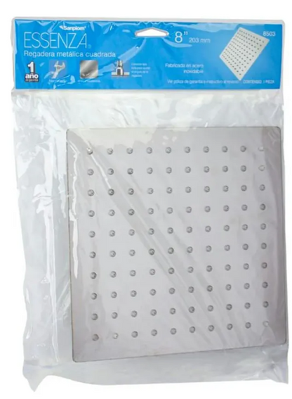 Regadera Cuadrada 8 Pulgadas Acero Inoxidable Sanplom 8503