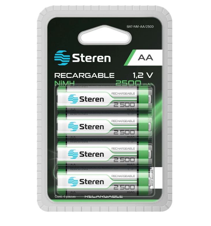 Paquete de 4 pilas recargables de alta capacidad "AA" NiMH 2500 mAh BAT-NM-AA/2500