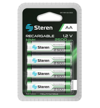 Paquete de 4 pilas recargables de alta capacidad "AA" NiMH 2500 mAh BAT-NM-AA/2500