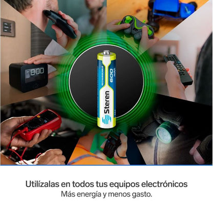 Paquete de 4 pilas recargables "AAA" NiMH 600 mAh BAT-600 Steren
