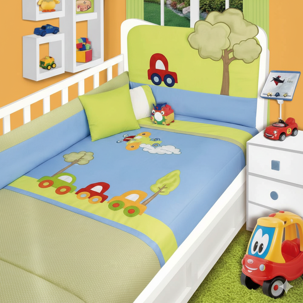 Set De Edredón Para Cuna Corral Modelo Carritos Ccc Baby Baby