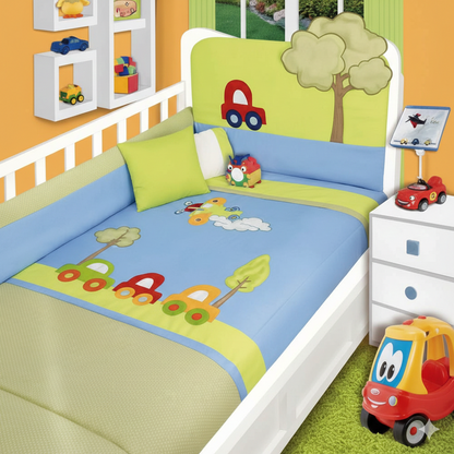 Set De Edredón Para Cuna Corral Modelo Carritos Ccc Baby Baby