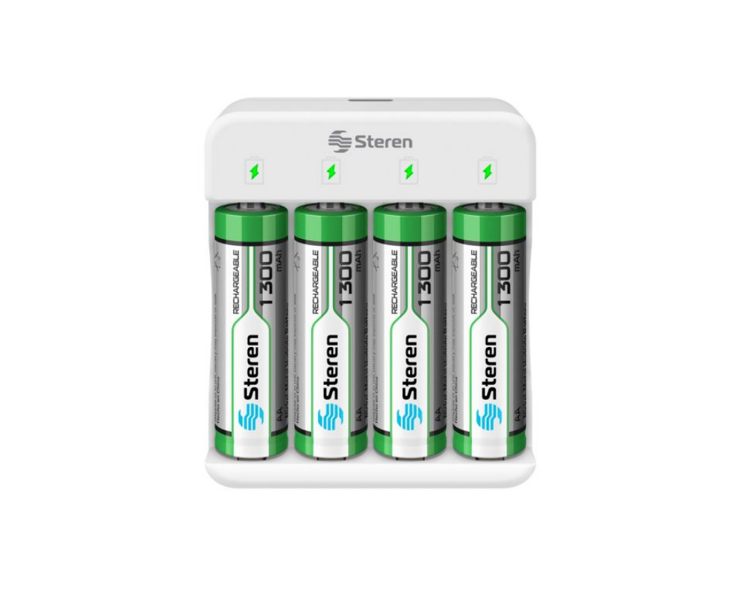 Cargador Inteligente De Pilas “AA” y “AAA”. Incluye 4 Pilas AA CRG-016 Steren