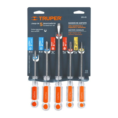 Juego Desarmadores 5 Pz Acetato Truper DTJ-5