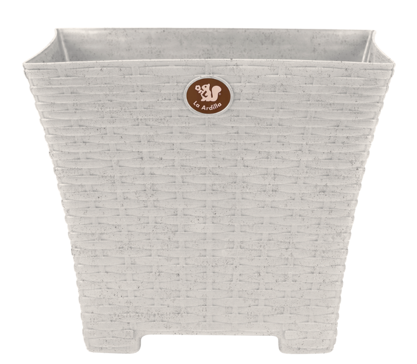 Maceta Grande Cuadradas Tipo Rattan Blanco Cantera MRGR0023 La Ardilla