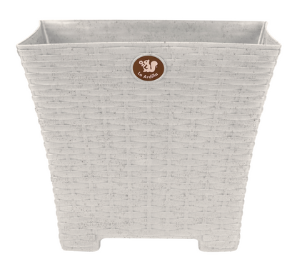 Maceta Grande Cuadradas Tipo Rattan Blanco Cantera MRGR0023 La Ardilla